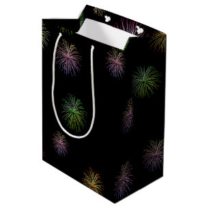 Happy 20th Birthday vuurwerk op zwart Medium Cadeauzakje
