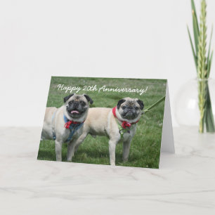 Happy 20th Jubileum pug wenskaart Kaart