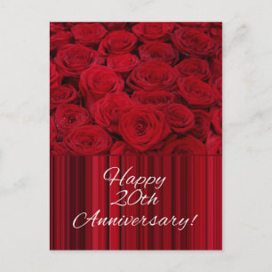 Happy 20th Jubileum rozen Briefkaart