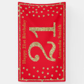 Happy 21st Birthday Banner Red en Gold Glitter (Verticaal)