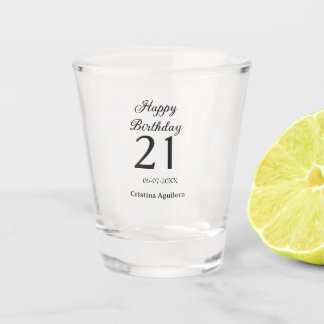 Happy 21st birthday bold letter simple name minima shot glas