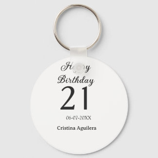 Happy 21st birthday bold letter simple name minima sleutelhanger