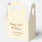 Happy 21st birthday brown pastel yellow name date bedankdoosjes (Open)