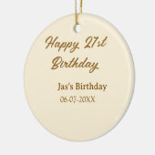 Happy 21st birthday brown pastel yellow name date  keramisch ornament (Links)