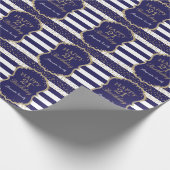 Happy 21st Birthday Gold Glitter en Navy Blue Cadeaupapier (Hoek)
