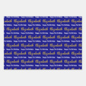 Happy 21st Birthday Gold Script Naam Navy & White Inpakpapier Vel (Voorkant 3)