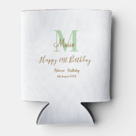 Happy 21st Birthday green add name monogram brown  Blikjeskoeler