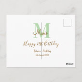 Happy 21st Birthday green add name monogram brown  Briefkaart (Achterkant)