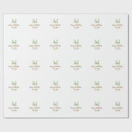 Happy 21st Birthday green add name monogram brown  Cadeaupapier