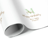 Happy 21st Birthday green add name monogram brown  Cadeaupapier (Rol Hoek)