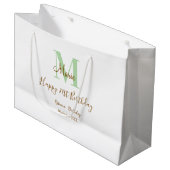 Happy 21st Birthday green add name monogram brown  Groot Cadeauzakje (Voorkant Gekanteld)