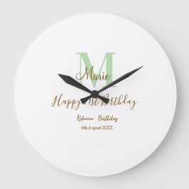 Happy 21st Birthday green add name monogram brown  Grote Klok