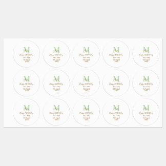 Happy 21st Birthday green add name monogram brown  Labels