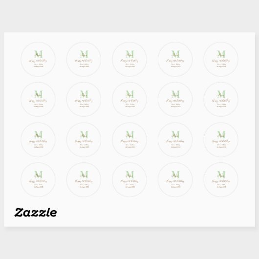 Happy 21st Birthday green add name monogram brown Ronde Sticker (Vel)