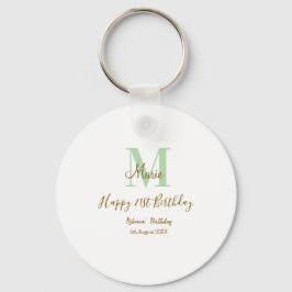 Happy 21st Birthday green add name monogram brown  Sleutelhanger