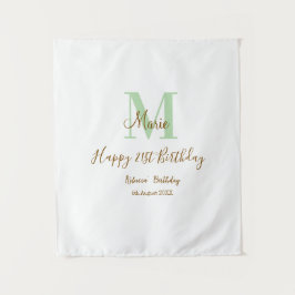 Happy 21st Birthday green add name monogram brown  Wandkleed
