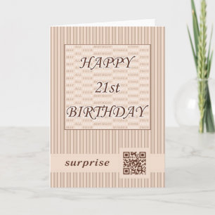 Happy 21st Birthday!QR Code Video Greeting Card. Kaart