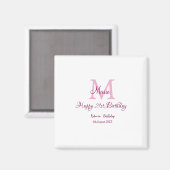 Happy 21st Birthday roze voeg naam monogram modern Magneet (Voorkant / Achterkant)