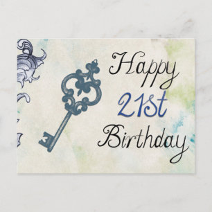 Happy 21st Birthday Victoriaans sleutel Briefkaart