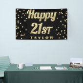 Happy 21st Gold Bling Typography Confetti Black Spandoek (Beurs)