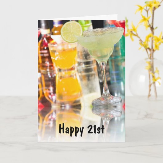 HAPPY 21st=PARTY GENIET VAN UW DAG TE VIEREN Kaart (Gele Bloem)