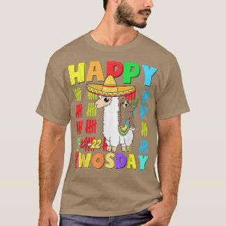Happy 22222 Twosday Old Taco Llama 22 februari T-shirt