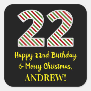 Happy 22e verjaardag & prettige kerst, aangepaste  vierkante sticker