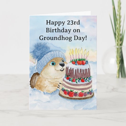 Happy 23rd Groundhog Day Birthday Kaart (Voorkant)