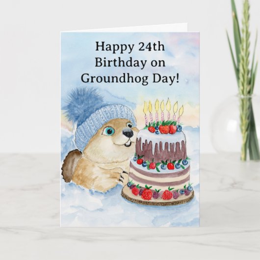  Happy 24th Groundhog Day Birthday  Kaart (Voorkant)