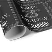 HAPPY 25TH BIRTHDAY; Art Deco Style met aangepaste Cadeaupapier (Rol Hoek)