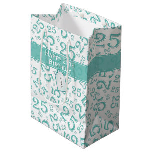 Happy 25th Birthday Blauwgroen Random Number Patte Medium Cadeauzakje