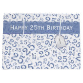 Happy 25th Birthday Blue Random Number Pattern 25 Groot Cadeauzakje (Voorkant)