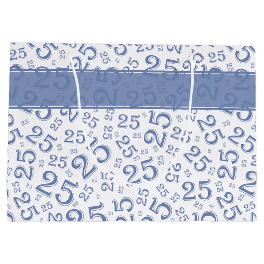 Happy 25th Birthday Blue Random Number Pattern 25 Groot Cadeauzakje (Achterkant)