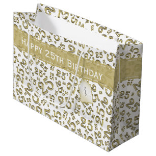 Happy 25th Birthday Gold Random Number Pattern Groot Cadeauzakje