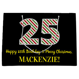 Happy 25th Birthday & Merry Kerstmis, aangepaste n Groot Cadeauzakje