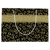 Happy 25th Birthday Number Pattern Black & Gold Groot Cadeauzakje (Achterkant)