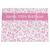 Happy 25th Birthday roze Random Number Pattern Groot Cadeauzakje (Voorkant)