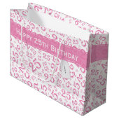 Happy 25th Birthday roze Random Number Pattern Groot Cadeauzakje (Voorkant Gekanteld)