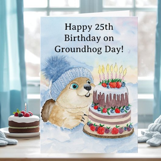 Happy 25th Groundhog Day Birthday Kaart