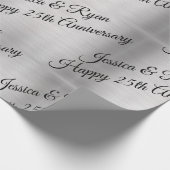 Happy 25th Jubileum DIY Names/Year Black Script Cadeaupapier (Hoek)