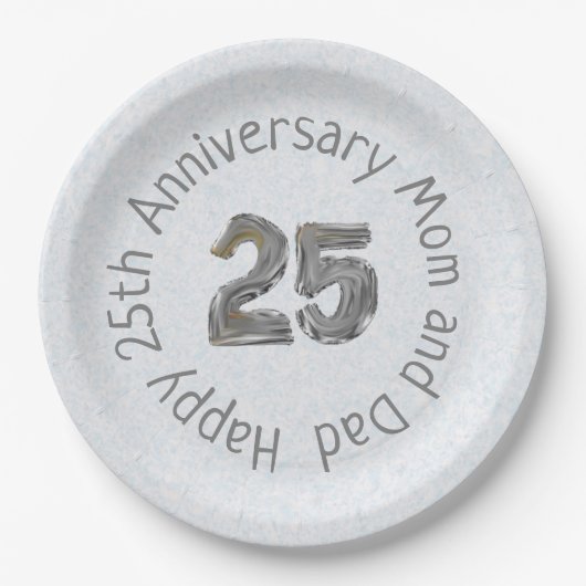 Happy 25th Jubileum mam en pap Klassiek Papieren Bordje (Voorkant)