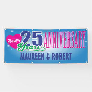 Happy 25th Jubileum met douanenamen Spandoek