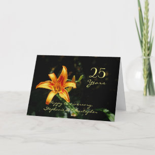 Happy 25th Jubileum Oranje Yellow Daylily Lily Kaart
