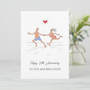 Happy 25th Silver Wedding Jubileum Couple Heart Kaart