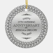 Happy 25th Wedding Jubileum Diamonds & Silver Keramisch Ornament (Voorkant)