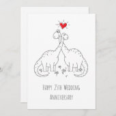 Happy 25th Wedding Jubileum Dinosaurs Kaart (Voorkant / Achterkant)