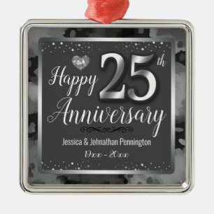Happy 25th Wedding Jubileum Metalen Ornament