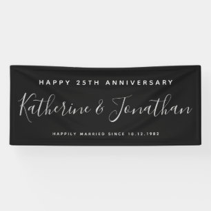 Happy 25th Wedding Jubileum Silver Custom Spandoek