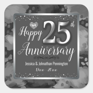 Happy 25th Wedding Jubileum Vierkante Sticker