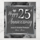Happy 25th Wedding Jubileum Wijn Etiket (Enkel label)